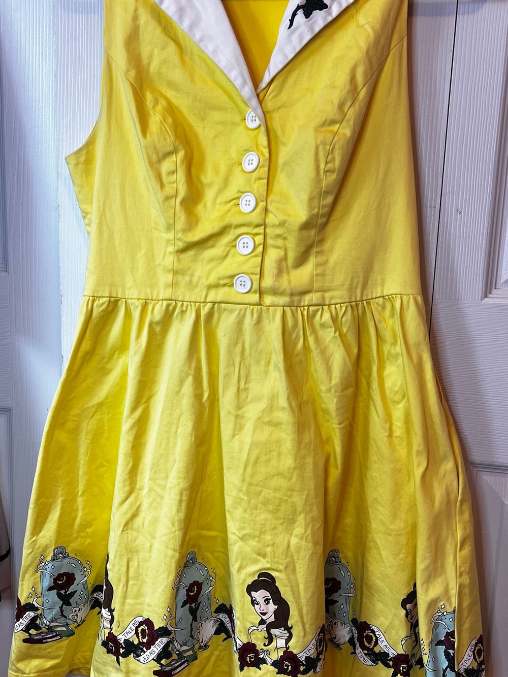 Disney Yellow Sleeveless Princess-Hem Cotton Dress